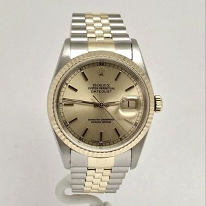 Rolex Datejust 16233 Champagne Dial 36mm 18k Yellow Gold & Stainless Steel